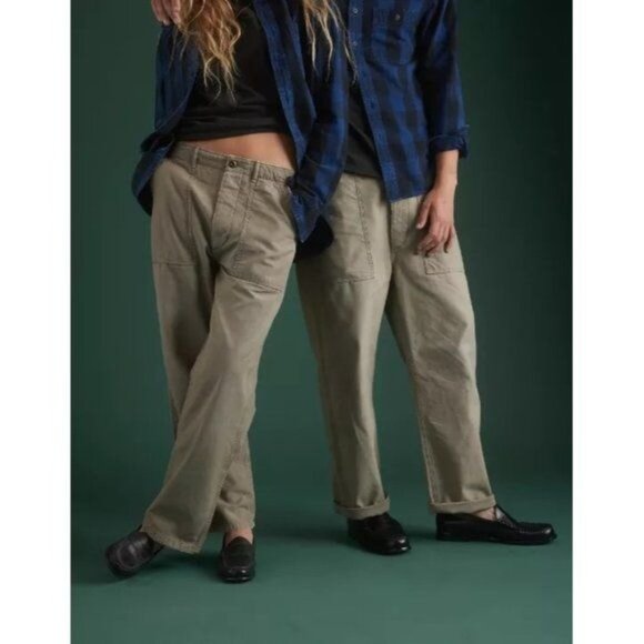 AE77 Premium Utility Pants in Washed Olive Green - Picture 3 of 5